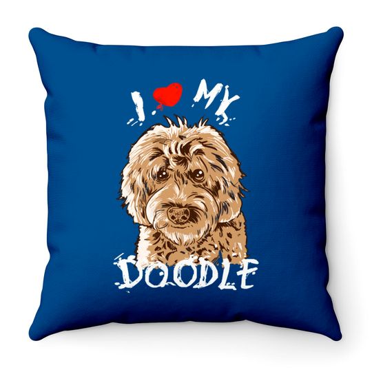 Cute I Love My Goldendoodle Gift Golden Doodle Print - Goldendoodle - Throw Pillows