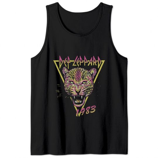 DEF LEPPARD  Neon Cat Rolled Tank Tops