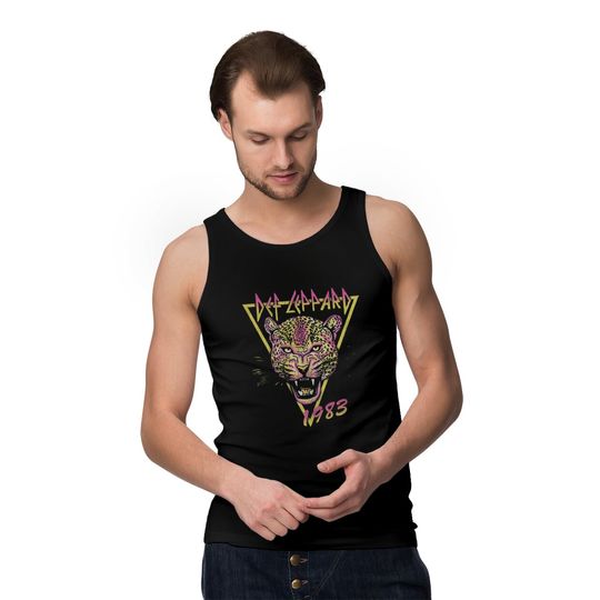 DEF LEPPARD  Neon Cat Rolled Tank Tops
