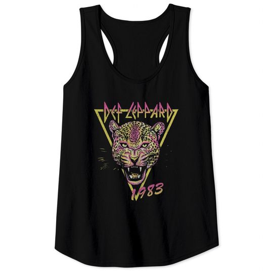 DEF LEPPARD  Neon Cat Rolled Tank Tops