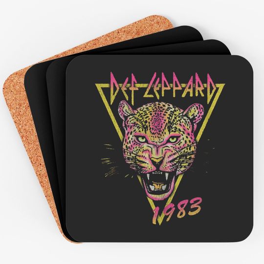 Discover DEF LEPPARD  Neon Cat Rolled Coasters