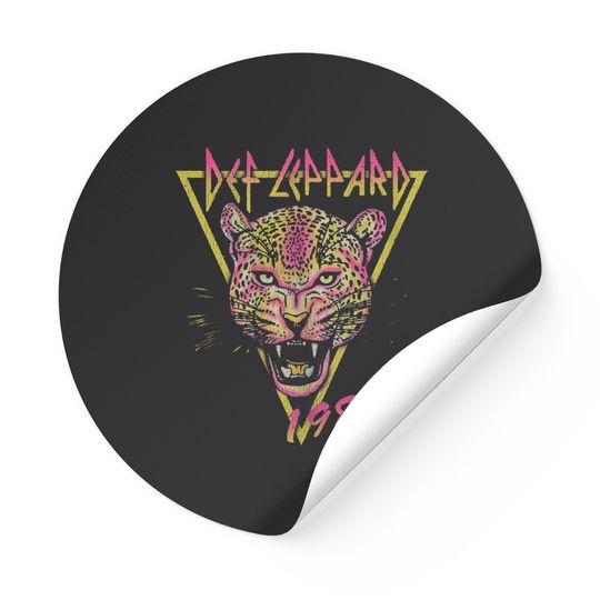 Discover DEF LEPPARD  Neon Cat Rolled Stickers