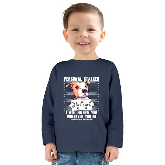 Stalker Pitbull Dog Cartoon - Pitbull -  Kids Long Sleeve T-Shirts