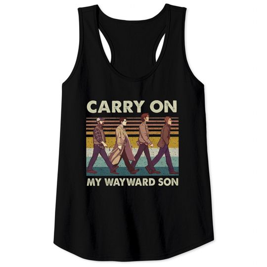 Discover Supernatural Carry On My Wayward Son Abbey Road Vintage Tank Tops