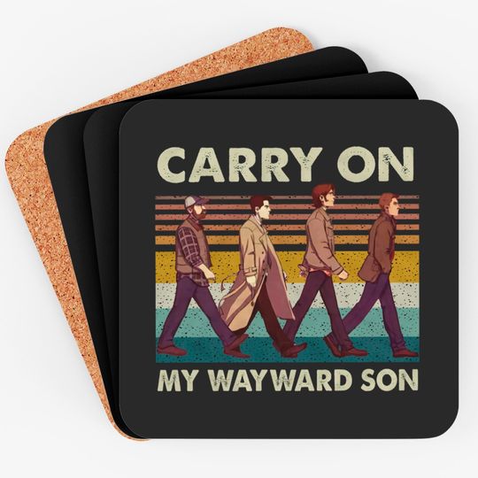 Discover Supernatural Carry On My Wayward Son Abbey Road Vintage Coasters