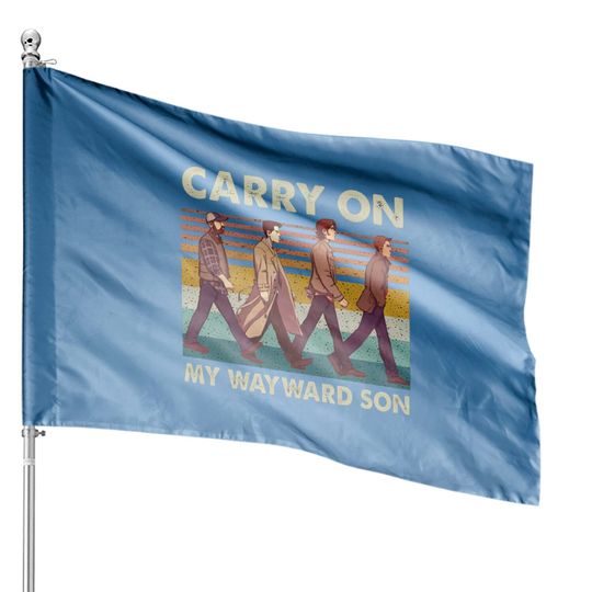 Supernatural Carry On My Wayward Son Abbey Road Vintage House Flags
