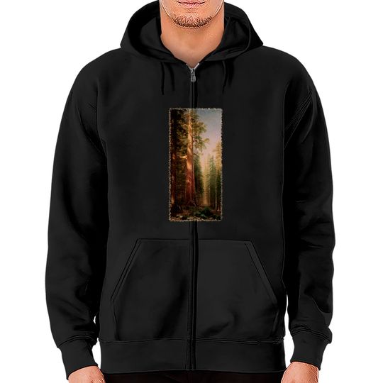 Redwood Trees by Albert Bierstadt - Redwood Trees - Zip Hoodies