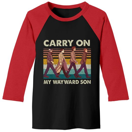Discover Supernatural Carry On My Wayward Son Abbey Road Vintage Baseball Tees