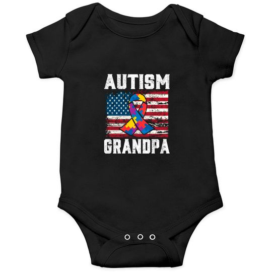 Discover Autism Grandpa American Flag - Autism Awareness - Onesies