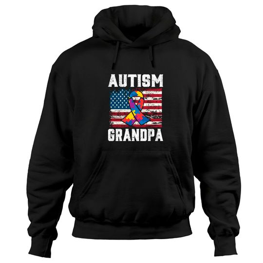 Discover Autism Grandpa American Flag - Autism Awareness - Hoodies