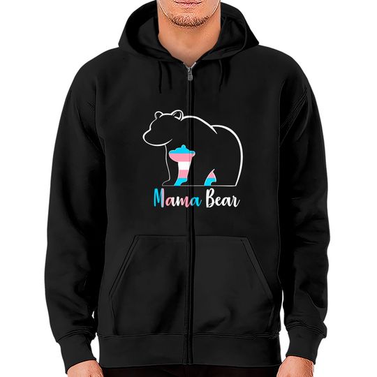 LGBT Mama Bear Transgender Pride Equal Rights Rainbow Flag Zip Hoodies