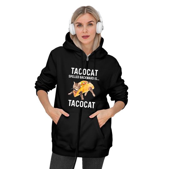 Tacocat Spelled Backward Is Tacocat | Love Cat And Taco Zip Hoodies