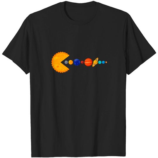 Discover Pacman Eating Planets - Pacman - T-Shirt