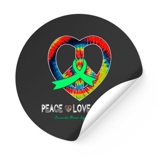 Peace Love Cure Traumatic Brain Injury Awareness Ribbon Gift - Support Traumatic Brain Injury Survivor - Stickers