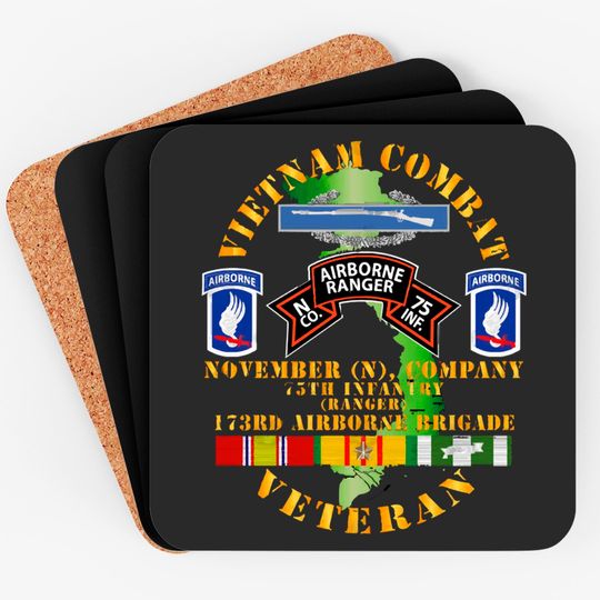 Vietnam Combat Vet - N Co 75th Infantry (Ranger) - 173rd Airborne Bde SSI - Vietnam Combat Vet N Co 75th Infantry - Coasters