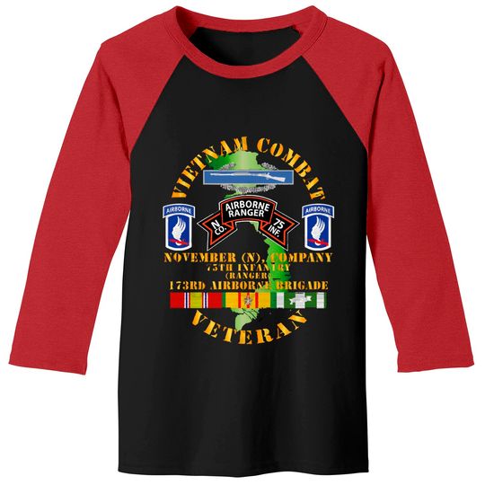 Vietnam Combat Vet - N Co 75th Infantry (Ranger) - 173rd Airborne Bde SSI - Vietnam Combat Vet N Co 75th Infantry - Baseball Tees