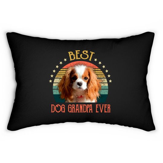 Mens Best Dog Grandpa Ever Cavalier King Charles Spaniel Fathers Day Gift - Quarantine - Lumbar Pillows