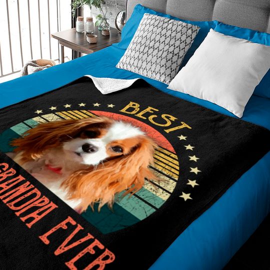 Mens Best Dog Grandpa Ever Cavalier King Charles Spaniel Fathers Day Gift - Quarantine - Baby Blankets