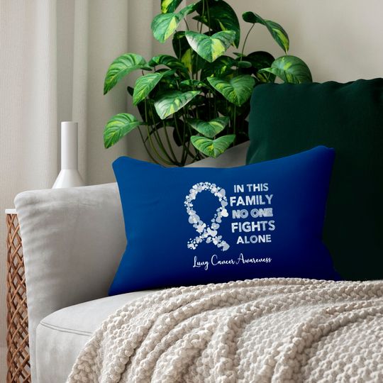 In This Family No One Fight Alone Lung Cancer Awareness Pearl Ribbon Warrior - Lung Cancer Awareness - Lumbar Pillows
