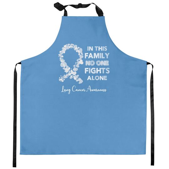 In This Family No One Fight Alone Lung Cancer Awareness Pearl Ribbon Warrior - Lung Cancer Awareness - Kitchen Aprons