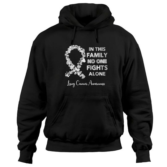 In This Family No One Fight Alone Lung Cancer Awareness Pearl Ribbon Warrior - Lung Cancer Awareness - Hoodies
