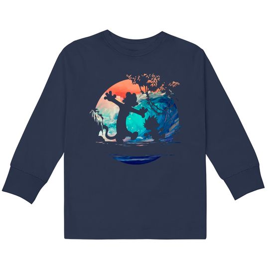 calvin and hobbes galaxy - Calvin And Hobbes Galaxy -  Kids Long Sleeve T-Shirts