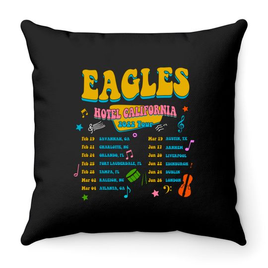 Discover US Tour The Eagles Hotel California Concert 2022 Throw Pillows, Eagles Throw Pillows, The Eagles 2022 Tour Throw Pillows
