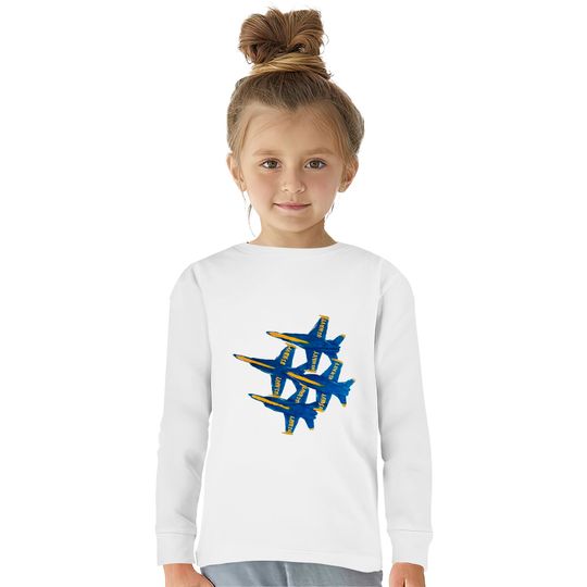 Navy Blue Angels - Navy -  Kids Long Sleeve T-Shirts