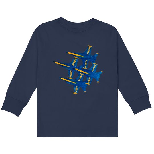Navy Blue Angels - Navy -  Kids Long Sleeve T-Shirts