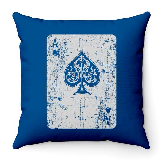 Vintage ace of spades playing card poker Throw Pillows