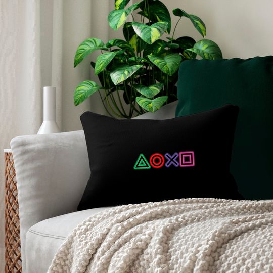playstation buttons glow Lumbar Pillows