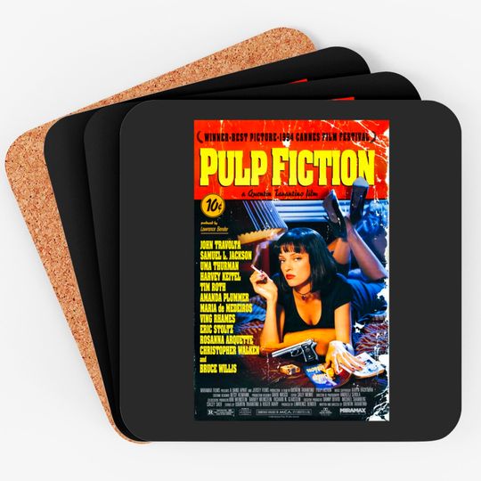 Pulp Fiction Coasters Movie Poster Tarantino 90s Cult Film Cool Gift Coaster