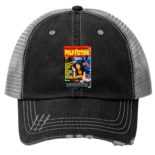 Discover Pulp Fiction Trucker Hats Movie Poster Tarantino 90s Cult Film Cool Gift Trucker Hat