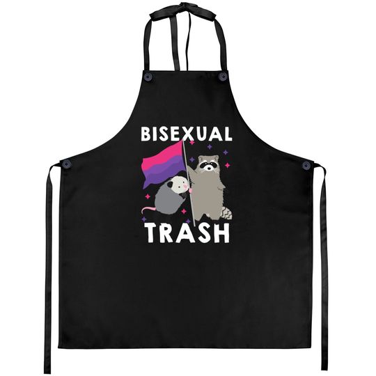 Bisexual Trash Gay Pride Rainbow LGBT Raccoon Aprons