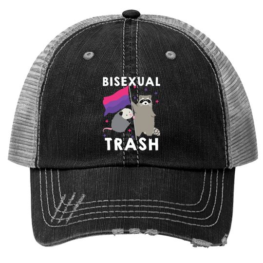 Bisexual Trash Gay Pride Rainbow LGBT Raccoon Trucker Hats