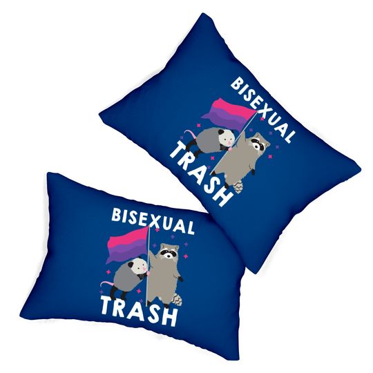 Bisexual Trash Gay Pride Rainbow LGBT Raccoon Lumbar Pillows