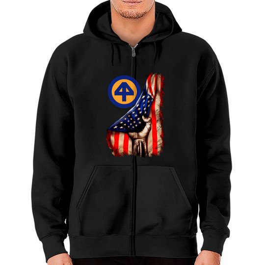 44th Infantry Division American Flag Zip Hoodies
