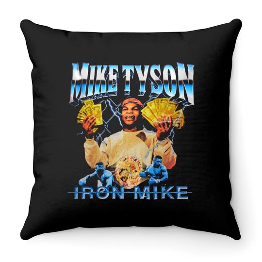 Iron Mike Tyson Throw Pillows, Tyson Vintage Throw Pillow, Mike Tyson Retro Inspired Throw Pillow