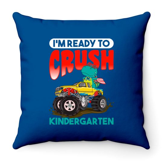 Discover Kids I'm Ready To Crush Kindergarten Monster Truck Throw Pillows