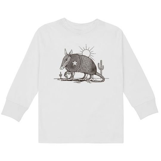 Texas Landscape With Armadillo - Armadillo -  Kids Long Sleeve T-Shirts