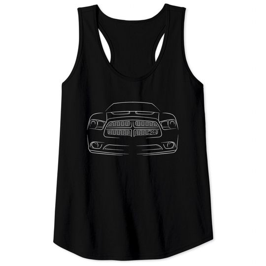 Discover 2013 Dodge Charger R/T - front Stencil, white - Charger - Tank Tops