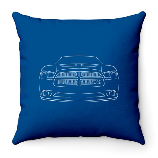 2013 Dodge Charger R/T - front Stencil, white - Charger - Throw Pillows