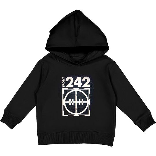 Front 242 †† Glitch 3D Logo Fanart Design - Front 242 - Kids Pullover Hoodies