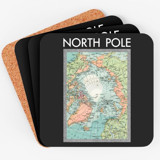 North Pole Vintage Map - North Pole - Coasters