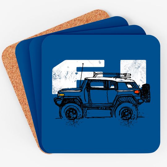 Toyota FJ Cruiser - Sketch artist Profile, best gift for FJ's Dad, Mom birthday gift, off road Coasters - Toyota Fj Cruiser - Coasters