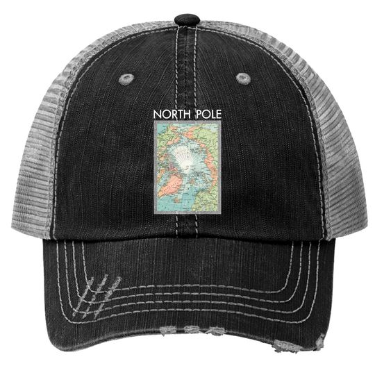 North Pole Vintage Map - North Pole - Trucker Hats