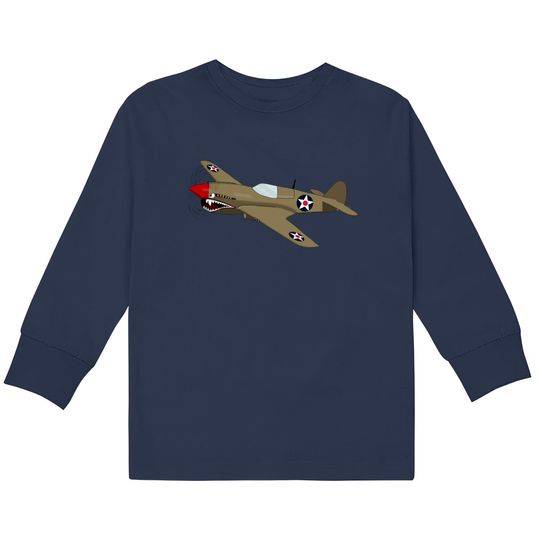 Discover Flying Tiger (Large Design) - Ww2 Plane -  Kids Long Sleeve T-Shirts