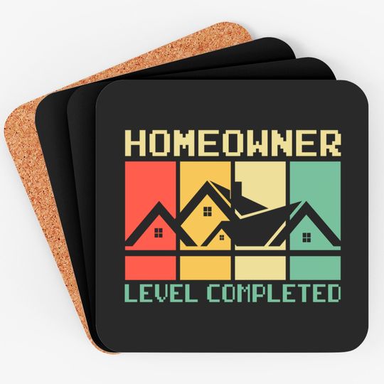 Funny Proud New House Homeowner Level Completed Housewarming - Homeowner - Coasters