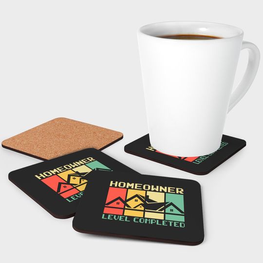 Funny Proud New House Homeowner Level Completed Housewarming - Homeowner - Coasters