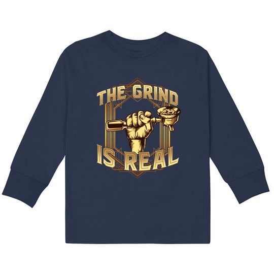 Discover The Grind is Real Funny Baristar Coffee Bar Gift Coffeemaker - Barista -  Kids Long Sleeve T-Shirts